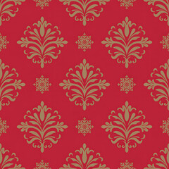 Christmas Damask Seamless Patterns