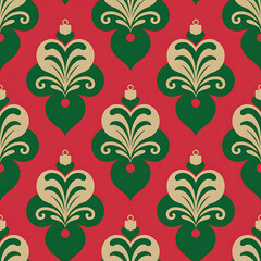 Christmas Damask Seamless Patterns
