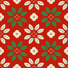 Christmas Damask Seamless Patterns