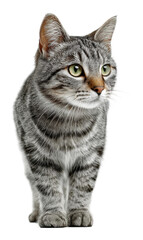 Fototapeta premium Curious cat observing home animal isolated on transparent background