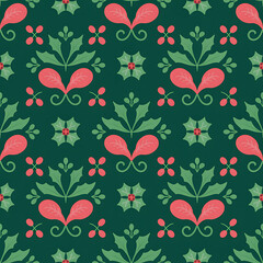 Christmas Damask Seamless Patterns