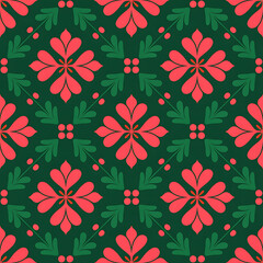 Christmas Damask Seamless Patterns