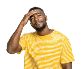 Frustration expression portrait neutral isolated on transparent background