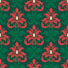Christmas Damask Seamless Patterns