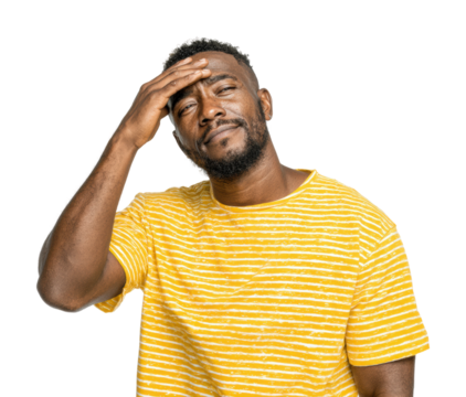 Frustration expression portrait neutral isolated on transparent background