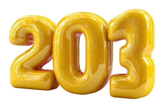 Colorful number 203 sculpture modern gallery contemporary design isolated on transparent background