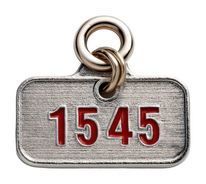 Action event metal tag identification number in environment isolated on transparent background