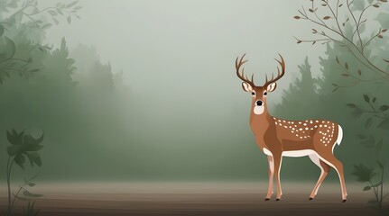 deer in the forest illustration background