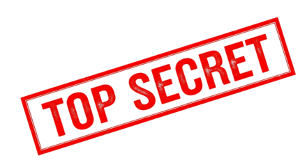Top secret red stamp on a transparent background, information is confidential, classified, and not for public isolated on transparent background