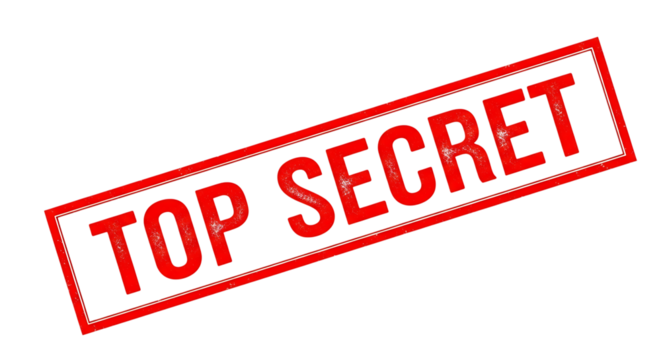 Top secret red stamp on a transparent background, information is confidential, classified, and not for public isolated on transparent background