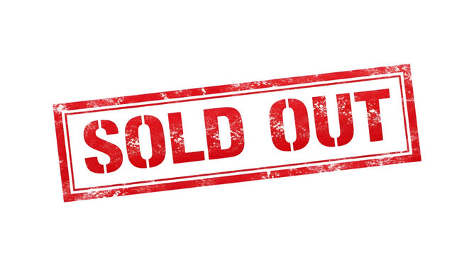 Red sold out rubber stamp effect isolated on transparent background for business concept and promotion of product sale offer