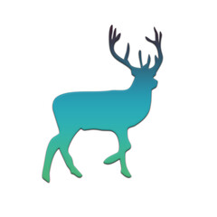 Stunning gradient silhouette of a majestic deer with antlers, perfect for nature designs or wildlife conservation projects, vibrant and eye-catching design