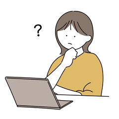 パソコンを操作する女性のイラスト