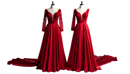  Crimson gown isolated on transparent background