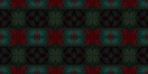 Luxury Velvet Damask Style Botanical Repeat Texture. Elegant Gothic Revival Style Textile Ornament. Dark Jewel Tone Ornate Symmetrical Seamless Pattern