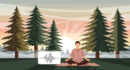 Meditative mindfulness person immersed nature setting achieving serenity