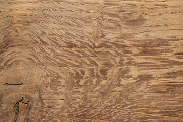 Brown oak wood texture with crack and wavy veins pattern, abstract natural backdrop
