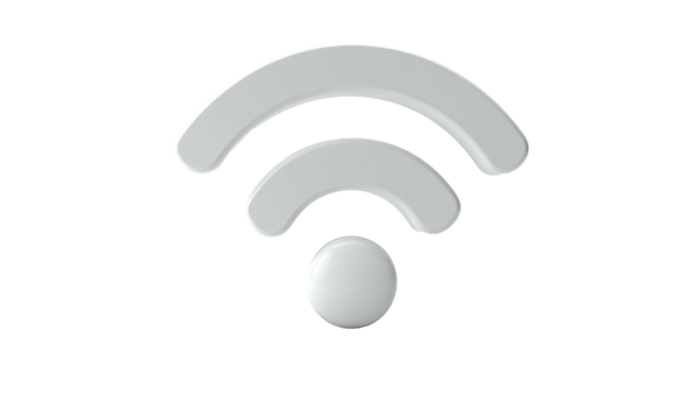 Gray WIFI icon on black. Simple, clear signal indicator