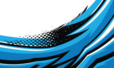 Abstract blue and black dynamic stripes for vehicle wrap racing stickers