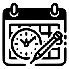 Schedule black vector icon with transparent background 