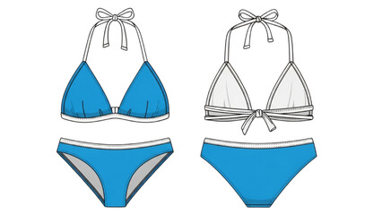 Turquoise Two-Piece Swimsuit Illustration Beachwear Fashion Design