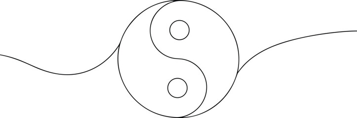 Black Yin Yang Symbol with Flowing Lines on White taijitu