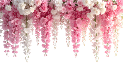 Synthetic hanging blossom ceiling decor isolated on transparent background