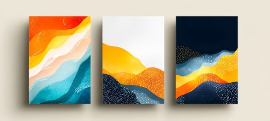 青とオレンジの抽象的なデザインコレクション