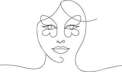 Minimalist black line art of a woman's face portrait