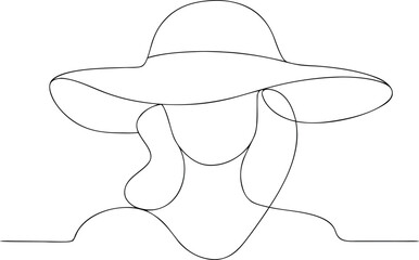 Minimalist line art of a woman wearing a wide-brimmed hat