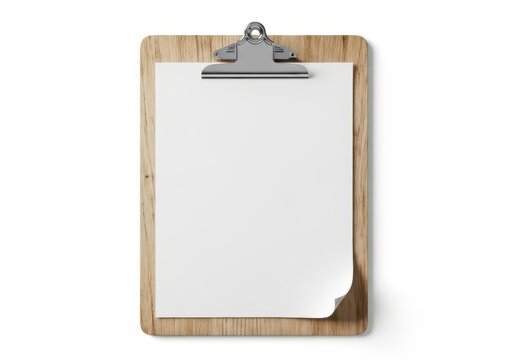 Clipboard with blank paper on