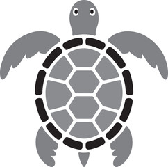 Obraz premium Grey sea turtle vector illustration in top down view with a patterned shell design for marine life concepts