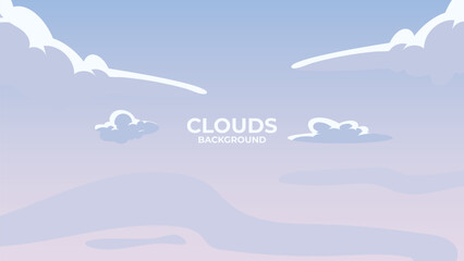 Soft cloudy sky background with pastel colors and dreamy atmosphere. Flat anime-style landscape for calm sunset or fantasy nature illustration.