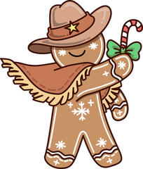 Gingerbread Cookie Cowboy Illustration