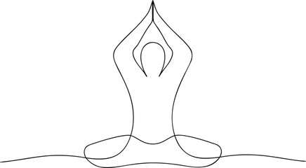 Single line drawing of person meditating in lotus pose