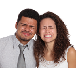 Couple expressing sadness portrait emotional isolated on transparent background