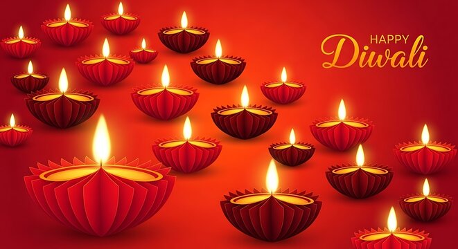 Diwali Festival Of Lights Celebration With Diyas.