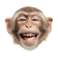Joyful monkey face portrait animal isolated on transparent background