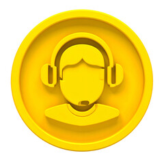 A golden coin featuring a relief of a person with headphones