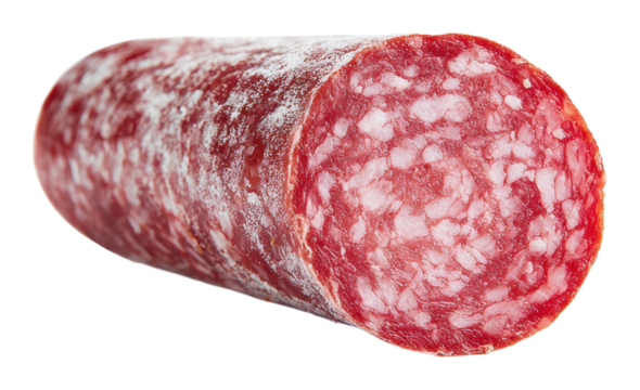 Slicing premium salami culinary delight kitchen flavorful isolated on transparent background