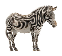 Zebra grazing in nature wildlife sunny environment isolated on transparent background
