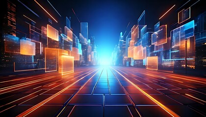 Futuristic E Commerce Platform Interface Design Holographic Glowing Concept With Cyber Tech And Innovative Digital Artwork