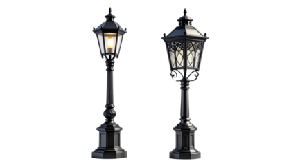 Lamp post duo isolated on transparent background