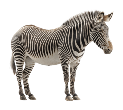 Zebra grazing in nature wildlife sunny environment isolated on transparent background