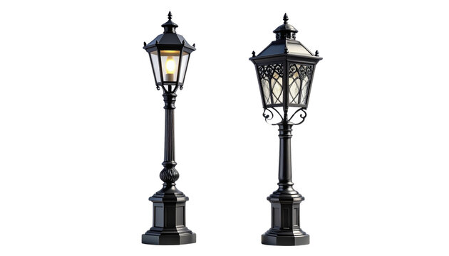 Lamp post duo isolated on transparent background
