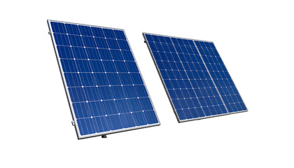 Photovoltaic panel duo composition isolated on transparent background