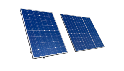 Photovoltaic panel duo composition isolated on transparent background