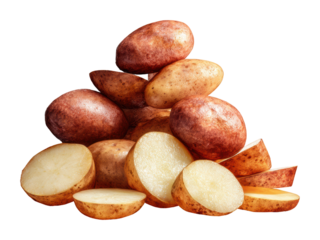 Harvesting fresh potatoes farm field food isolated on transparent background