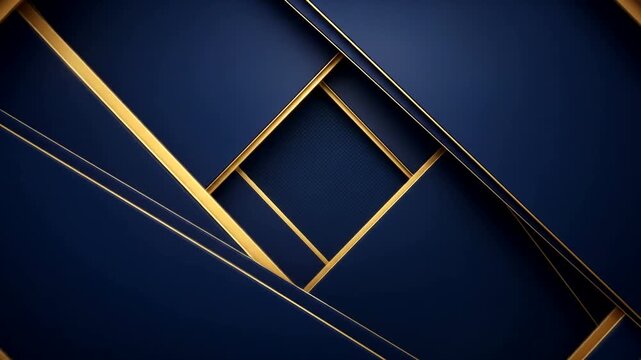 Abstract geometric design featuring gold lines on a deep blue background