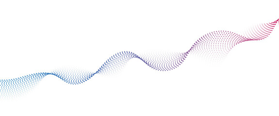 Flowing Dot Wave halftone gradient pattern on transparent background	
